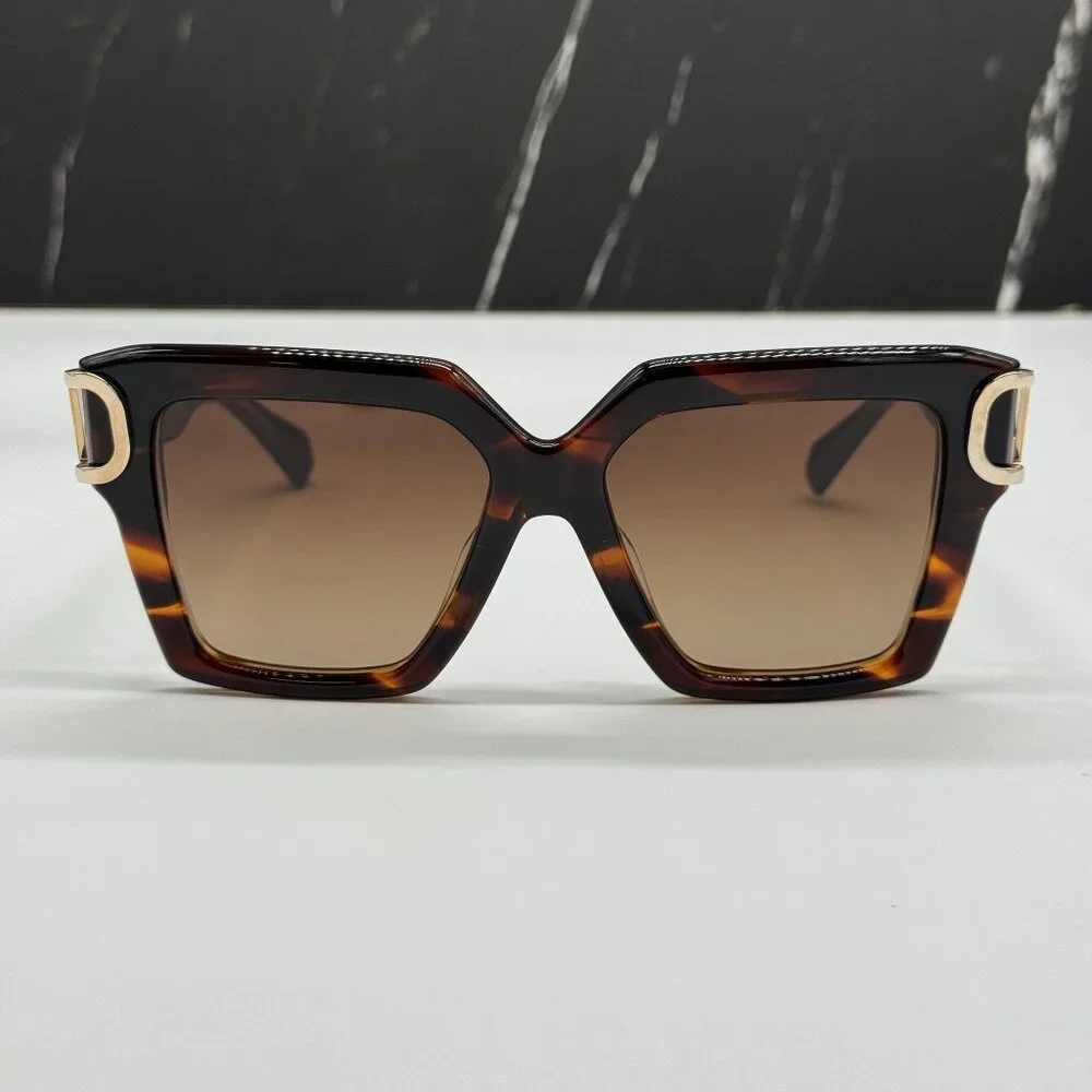 NEW VALENTINO VLS-107B HAVANA SQUARE SUNGLASSES VALENTINO